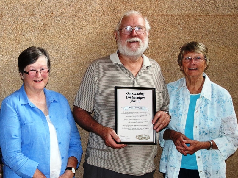 (L-R) Elizabeth Shaw, Mike Murphy, and Lee Hunter upon presenting Mr Murphy with his WNDHS Award for Outstanding Contribution