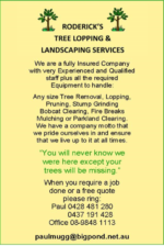 Roderick’s Tree Lopping & Landscaping Services